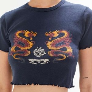 Urban outfitters black dragon cropped baby tee